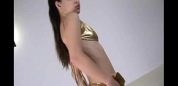  I got this shiny gold PVC lingerie just for you